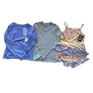 Cat & Jack Long-Sleeve Top Striped Turtleneck & Floral PJ Tank Girls M/8 (3-Pk)